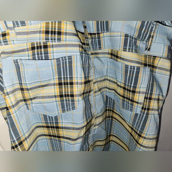 Like An Angel Plaid Overall‎ Dress Women's Extra Large Blue Yellow Casual - Picture 7 of 8